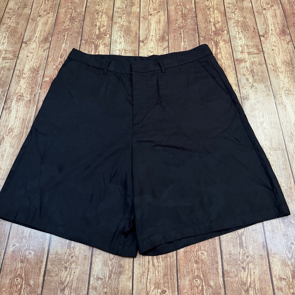 Armani Exchange Camo Chino Shorts Mens 36 Black Tonal Print Casual NWT